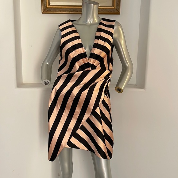 TOPSHOP Stripe Wrap Structured Mini Dress Size 10 - Picture 14 of 15